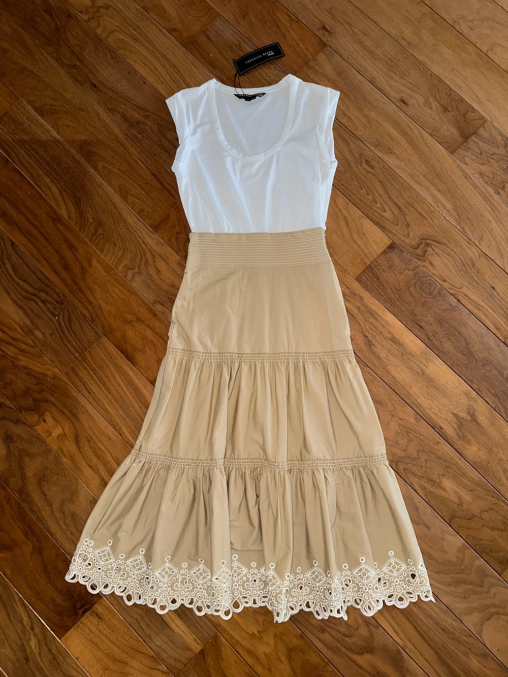 Veronica Beard White Scoop Neck Dress
